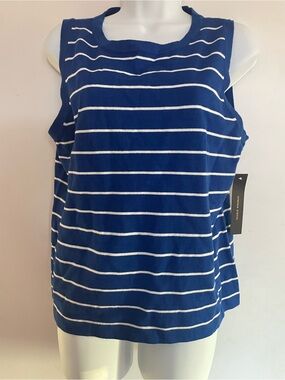 Cynthia Steffe Blue & White Striped Sleeveless Tank